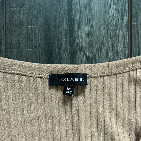 JLUXLABEL | NUDE / CAMEL THICK RIB BODYSUIT - Picture 3 of 3